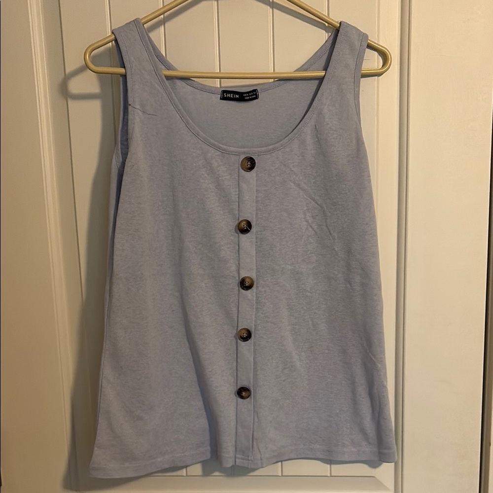 SHEIN Pastel Blue Button-Front Tank Top